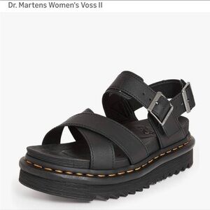 Dr. Martens Black Women's Voss II Platform Cross Ankle Strap Sandals